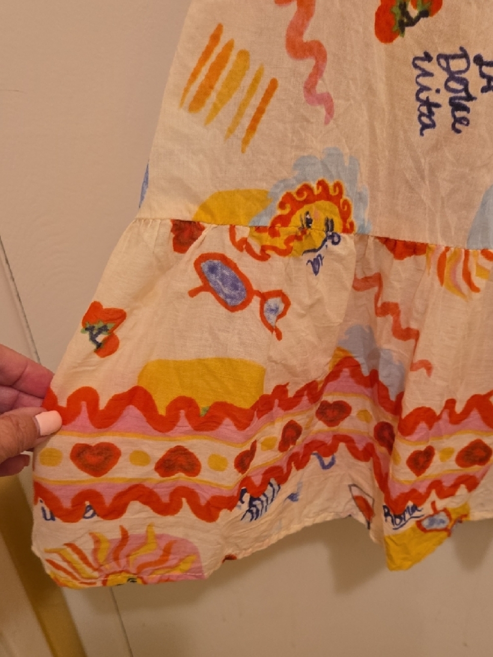 Colorful Summer Print Sundress - Pink, Yellow, Red - Picture 3 of 9